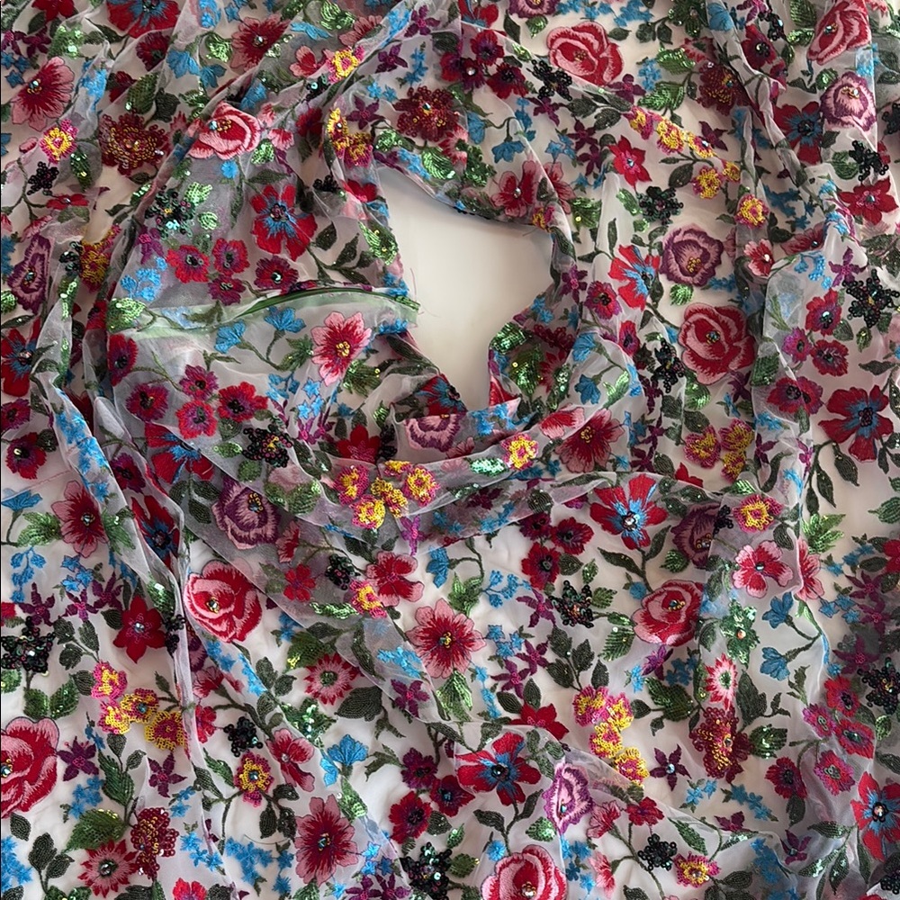 Colorful Floral Embroidered Fabric